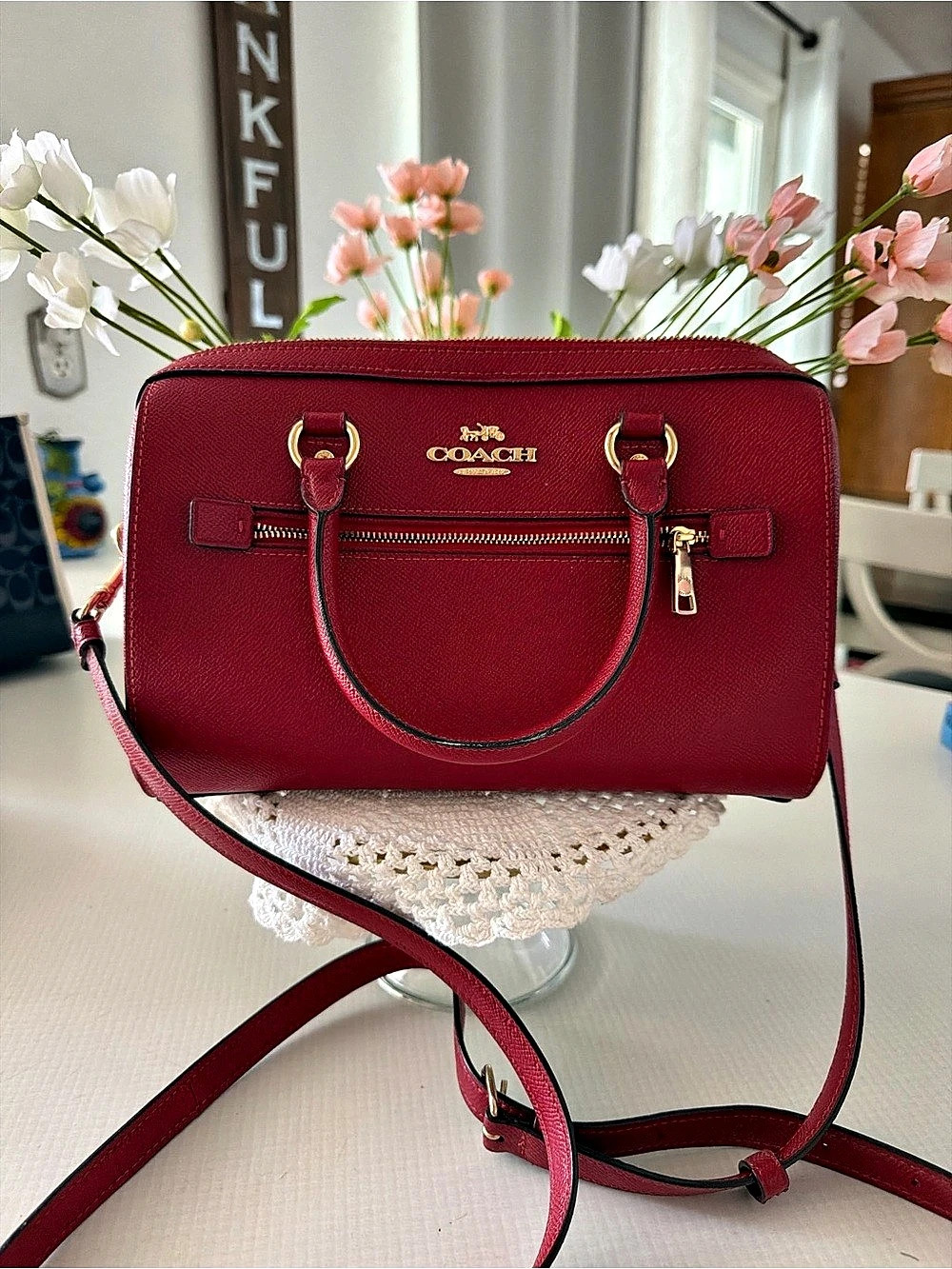 Coach Red Satchel Crossbody Like New